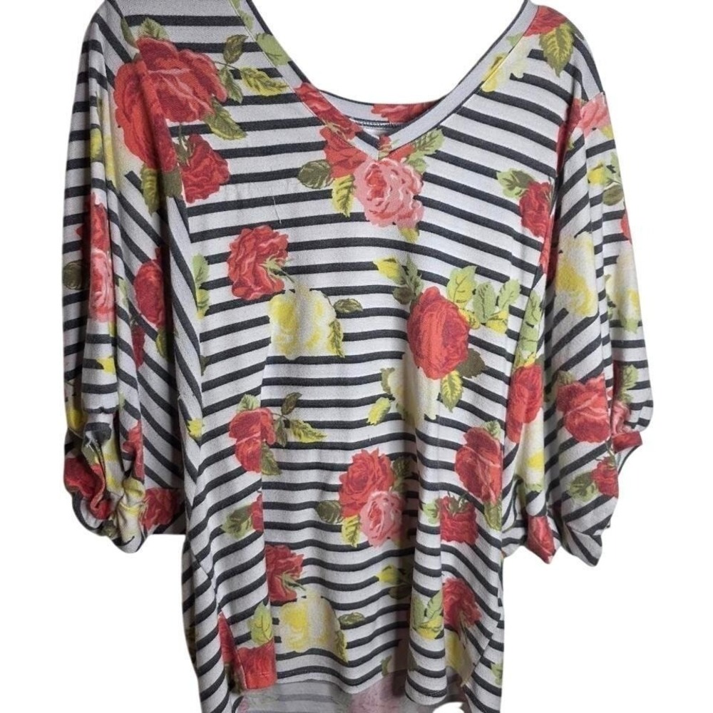 floral striped blouse